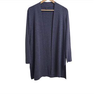 Eileen Fisher Womens Open Front Cardigan M Wool Blend Metallic Longline Purple